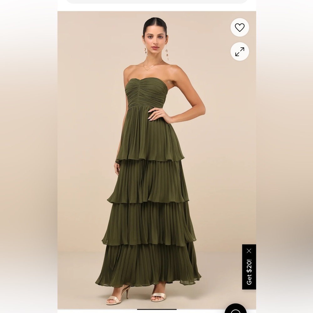 Lulu's Olive Green Strapless Maxi Dress